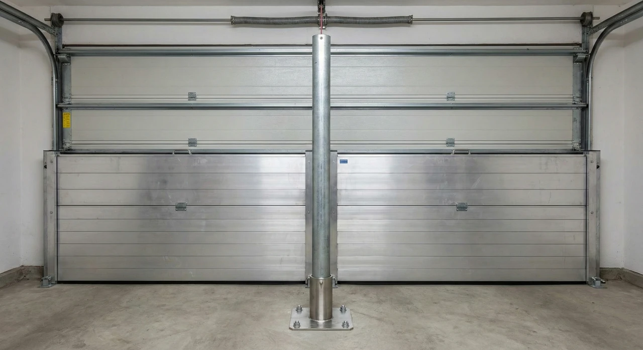 Commercial flood barrier panels with metal extension pole for wide garage doors