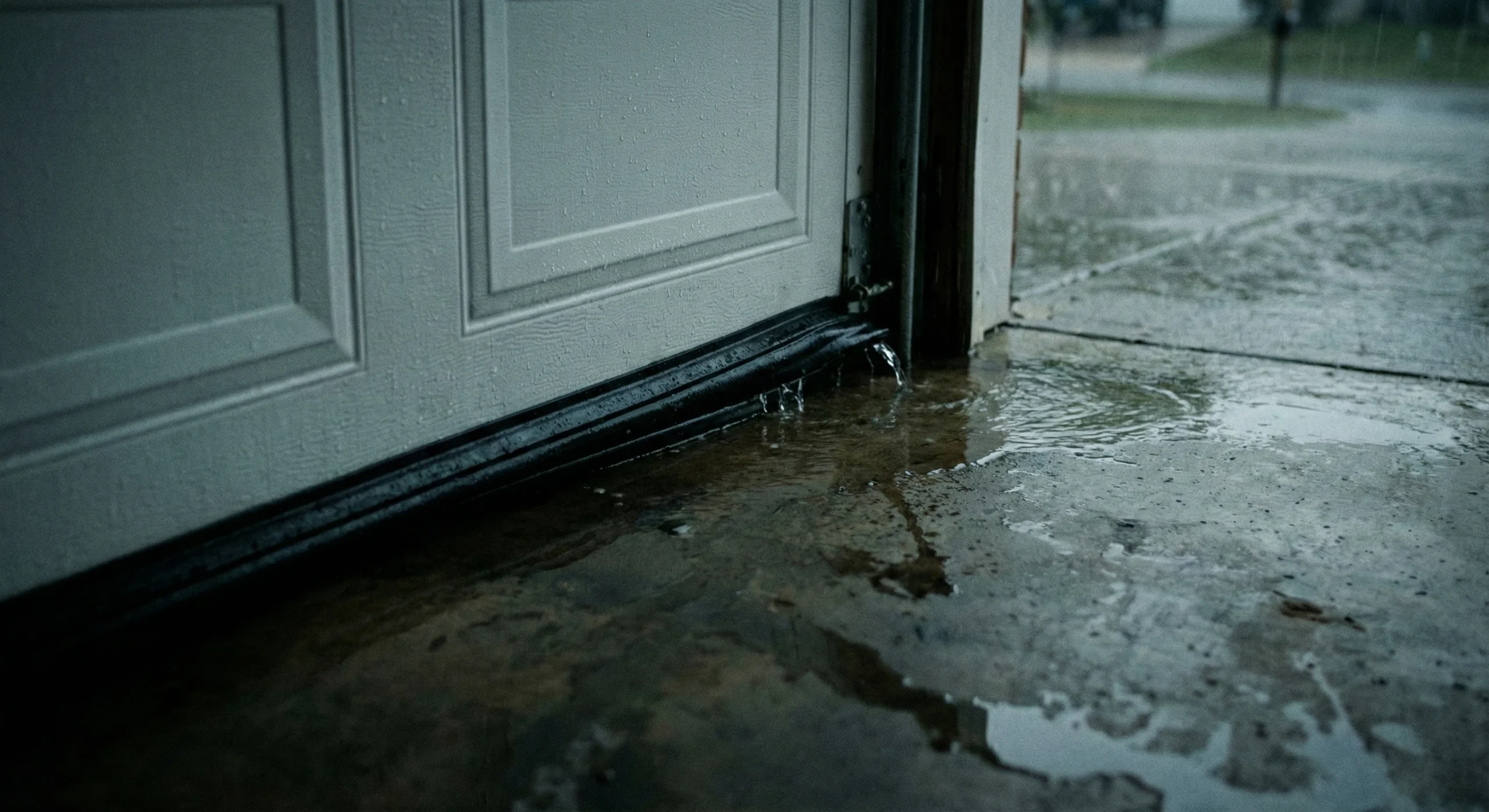 Water seeping under garage door